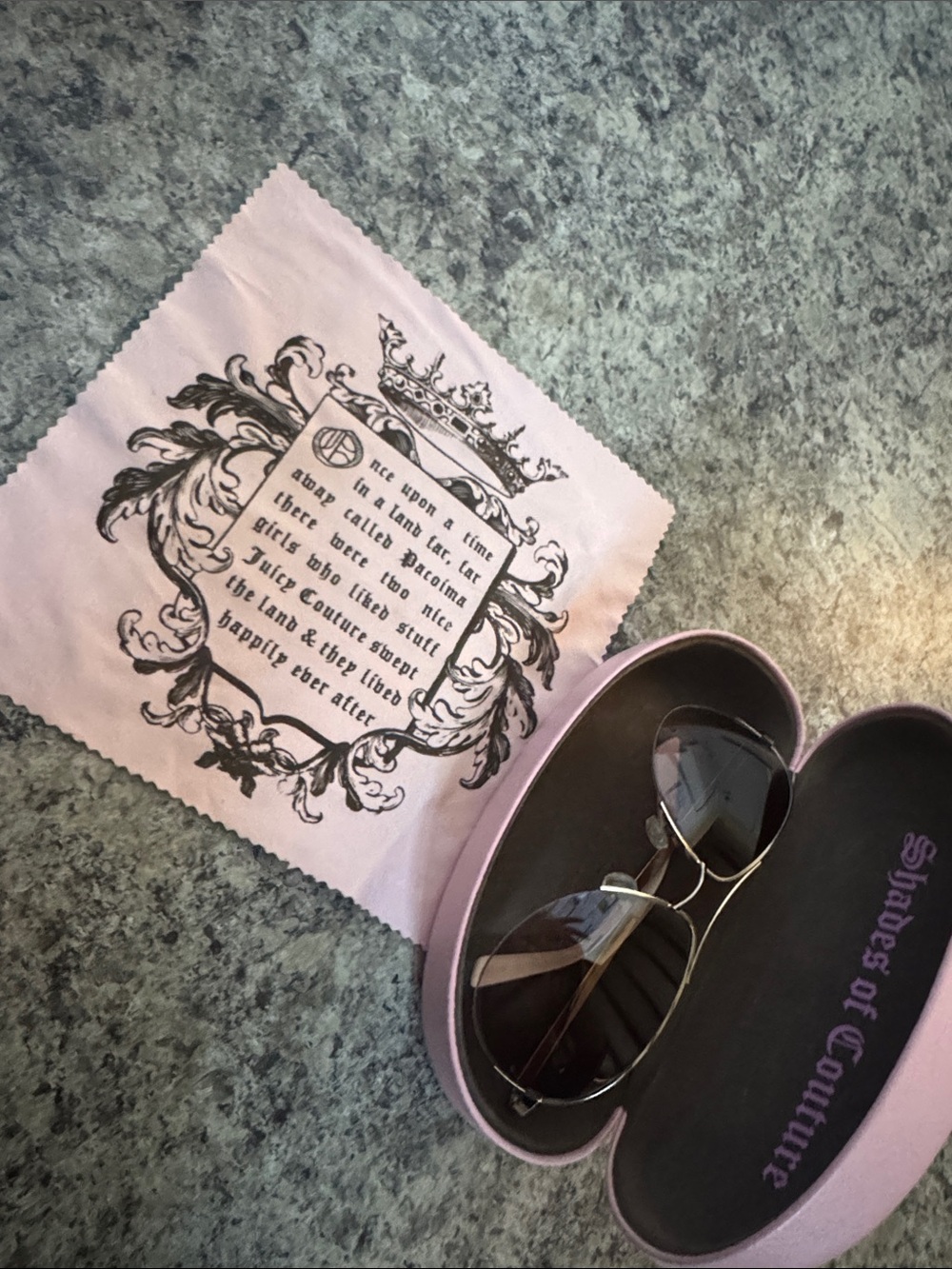 Juicy Couture Pink Aviator Sunglasses with Logo Case & Cloth